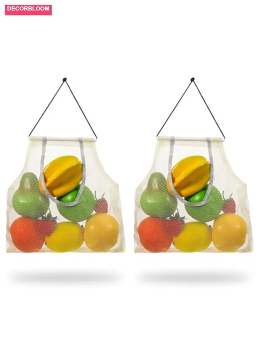 2 Pack Hanging Mesh Storage Bags for Fruits Vegetables Onions Produce